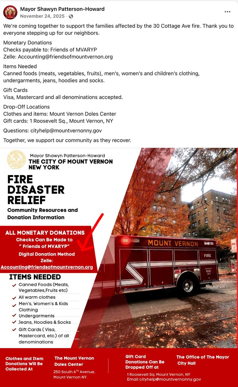 cottage fire facebook post